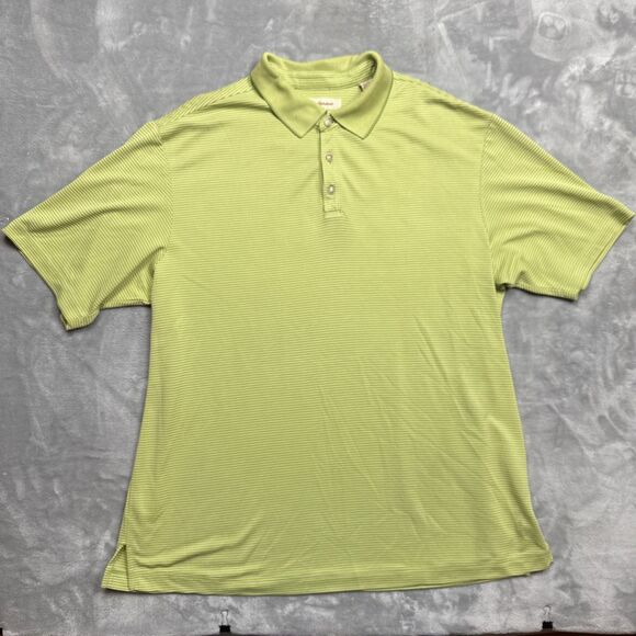 Tommy Bahama Men’s XL Polo Lime Green Striped Short Sleeve Modal Blend - Picture 1 of 7